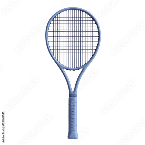 Cartoon Style Tennis Racket 3D Icon for Sports Graphics and Designs, isolated on transparent background, PNG Format