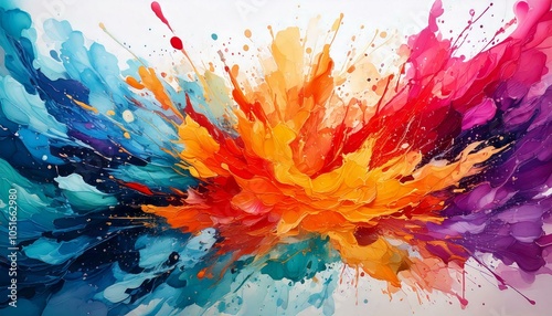 Abstract Colorful Watercolor Splash and Brush Stroke Background photo