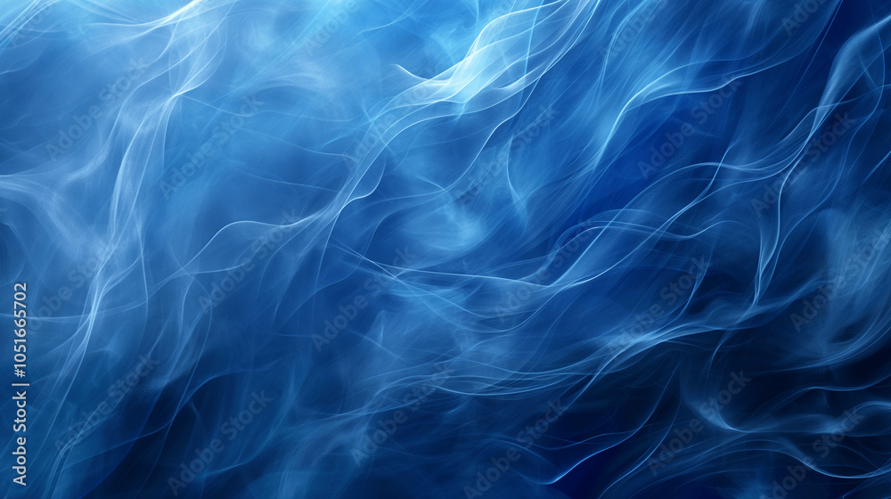 Obraz premium Abstract flowing blue smoke texture on dark background