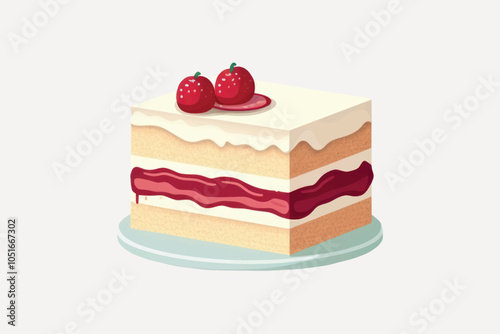 Delicious strawberry layered cake slice