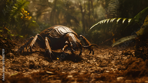 The Majestic Goliath Beetle: A Stunning Display of Nature's Grandeur on the Forest Floor photo