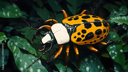 In-Depth Exploration of the Goliath Beetle: Nature's Vibrant Insect Marvel in Its Rainforest Habitat photo