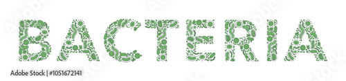 Green germs / bacteria spelling the word bacteria on a white background - Vector illustration