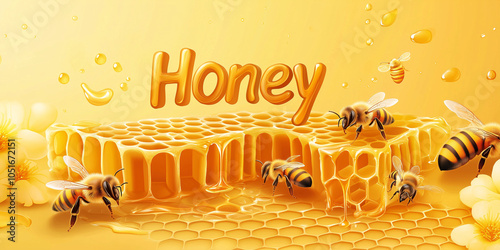 Close-up of a honey bee collecting nectar on a honeycomb, showcasing the intricate details of the beehive
