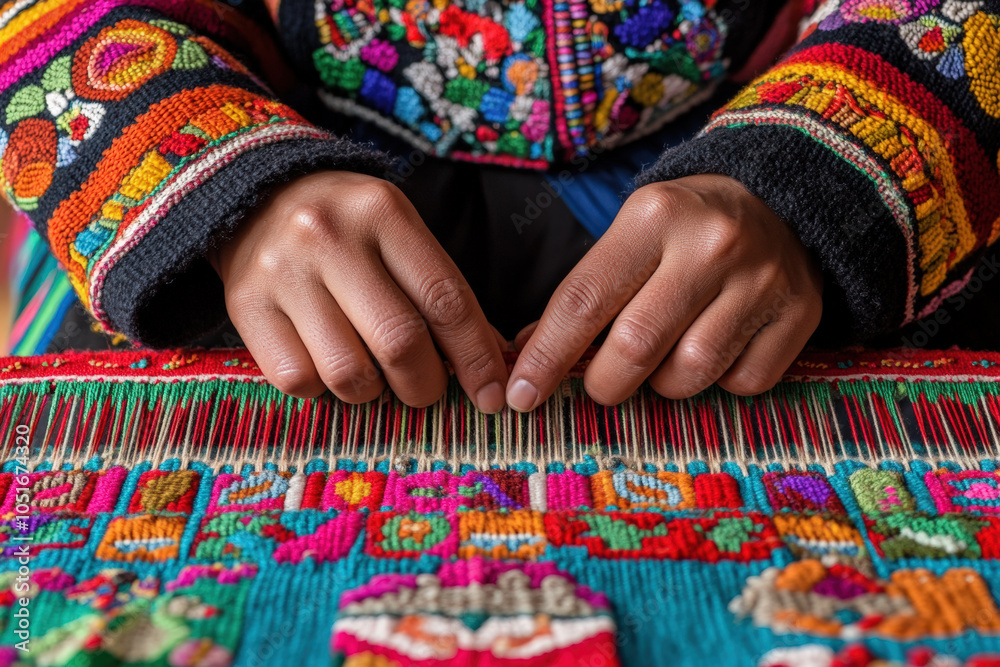 Hand Weaving Colorful Textile Hand Weaving Colorful Textile
