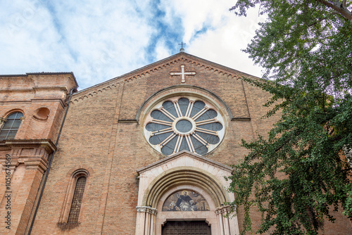 Facade of San Domenico Basilica (Saint Dominic) in Bologna, Italy photo