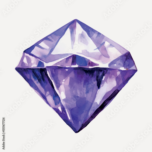 Purple watercolor diamond illustration