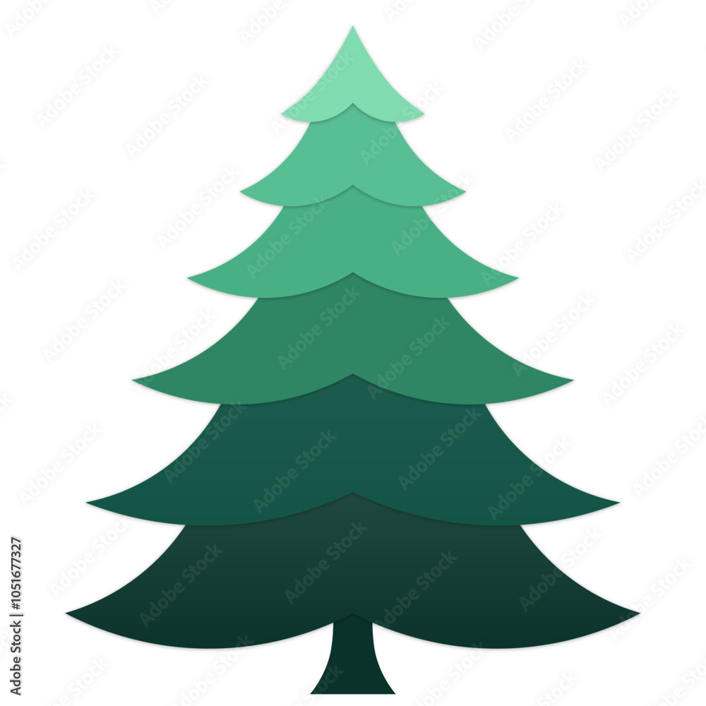 Green Christmas Tree Vector in 2D Flat Style Illustration Green Christmas Tree Vector in 2D Flat Style Illustration