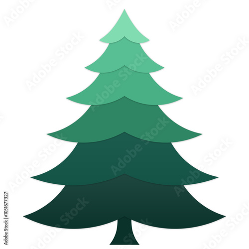 Green Christmas Tree Vector in 2D Flat Style Illustration