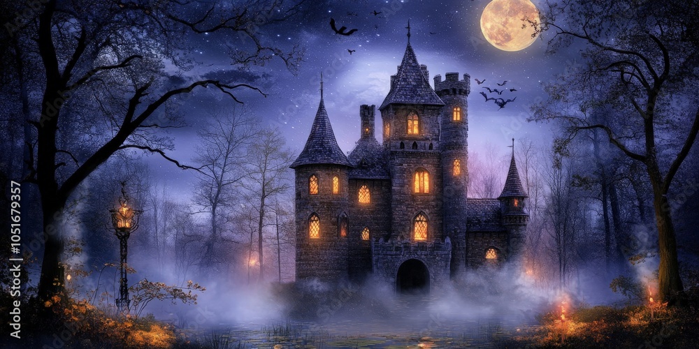 Enchanted Castle in the Moonlight. Enchanted Castle in the Moonlight.