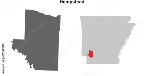 Hempstead County (Arkansas) blank outline map set