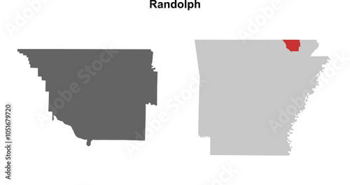 Randolph County (Arkansas) blank outline map set photo