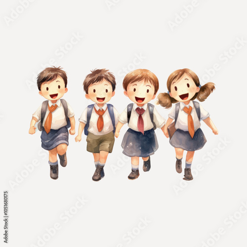 Happy children running together