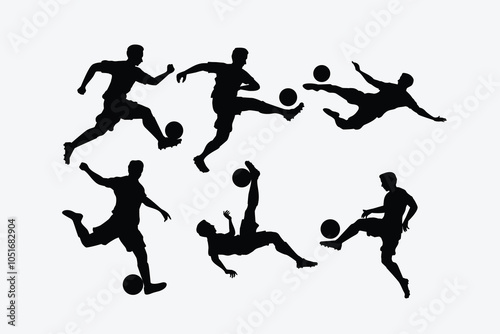 Wallpaper Mural a set of soccer player silhouettes. collection of football player silhouettes Torontodigital.ca