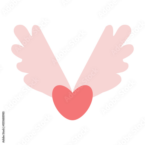 Pink heart with angel wings icon isolated on transparent and white background. Vector illustration for Valentine's day. Close-up element for Valentine and wedding design decoration.