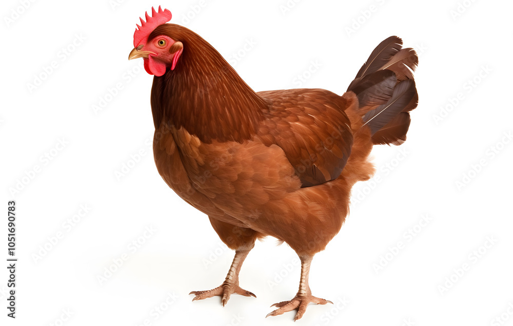 Fototapeta premium Chicken on white background, representing the essence of farm life and poultry.