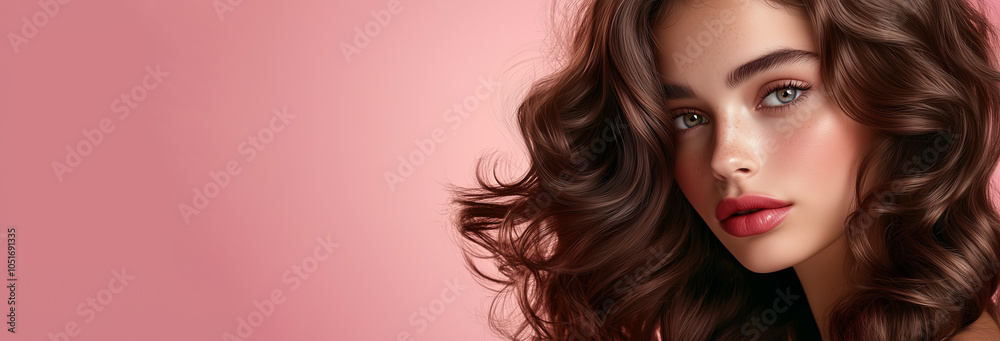 Elegant Beauty Portrait of Woman with Lush Wavy Hair Elegant Beauty Portrait of Woman with Lush Wavy Hair