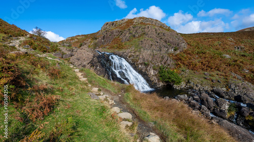 Sour Milk Ghyll Waterfall, Grasmere, Lake District, England photo
