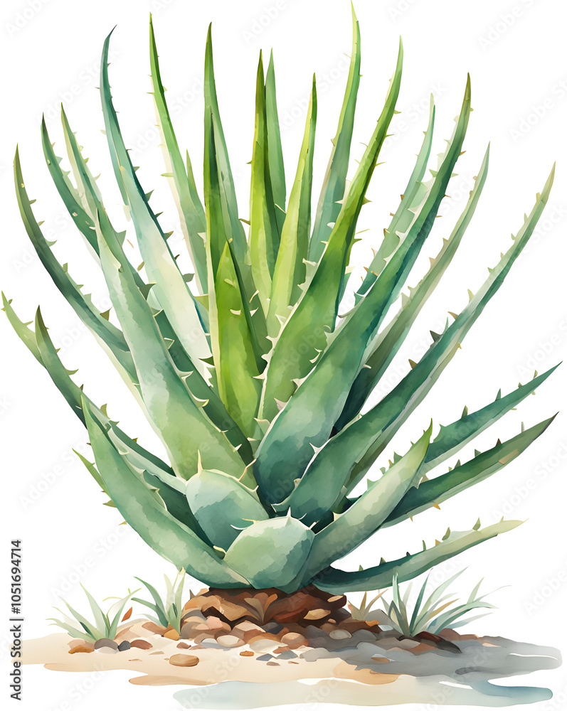 Obraz premium Aloe Vera illustration on transparent background 