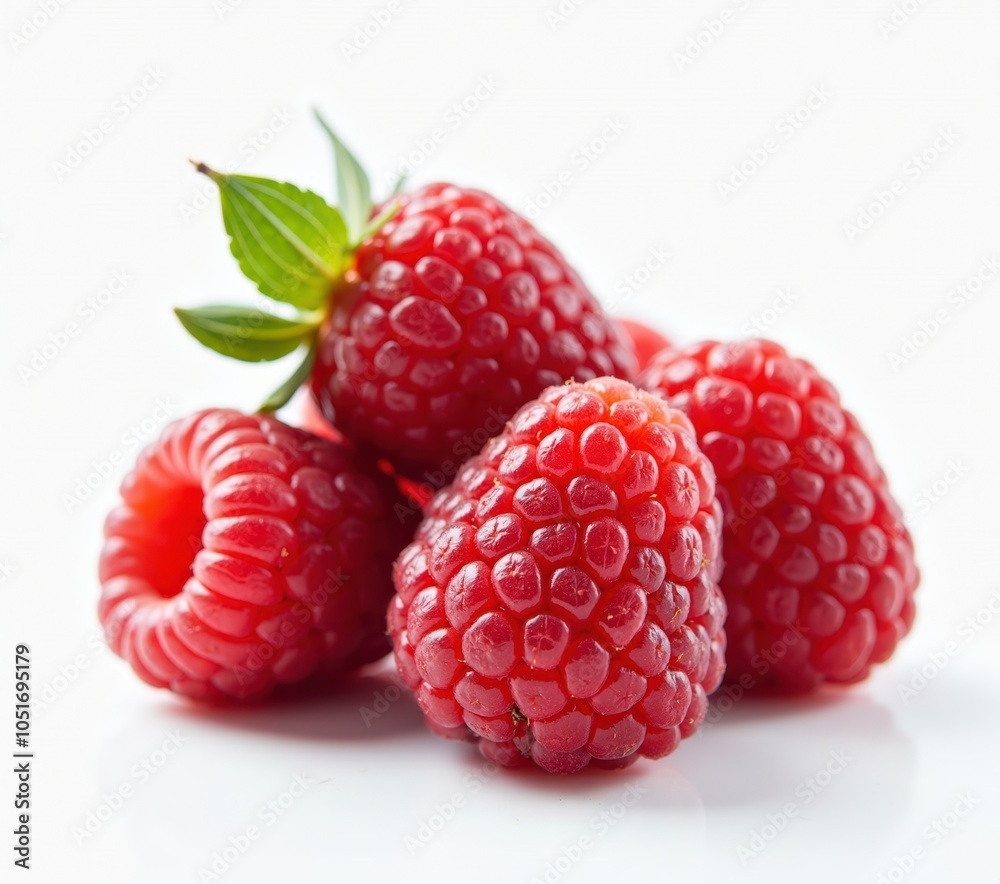 raspberries close up on white background raspberries close up on white background