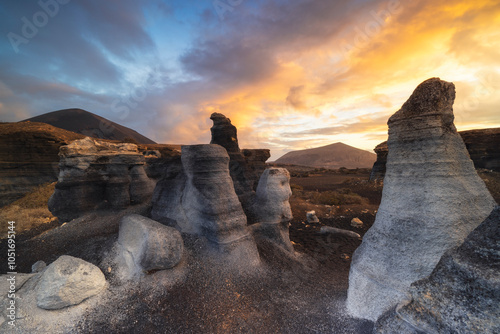 Stratified City at sunrise, Las Palmas, Lanzarote, Canary Islands, Spain, Atlantic, Europe photo