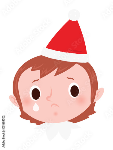 Christmas emoji - crying elf girl.