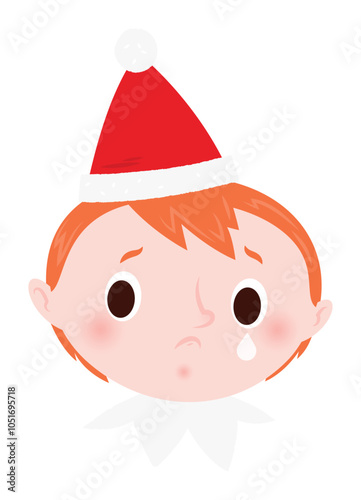 Christmas emoji - crying elf boy.