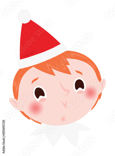 Christmas emoji - holding back laughter elf boy.
