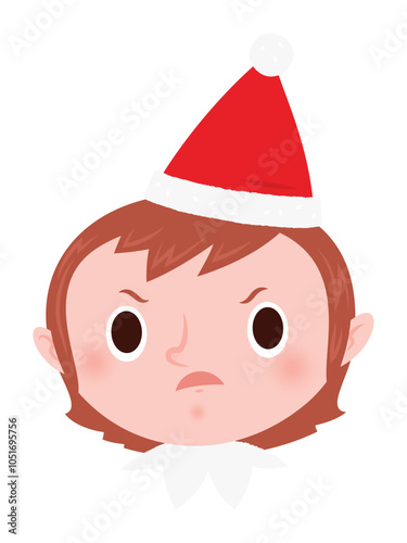 Christmas emoji - pouting elf girl.