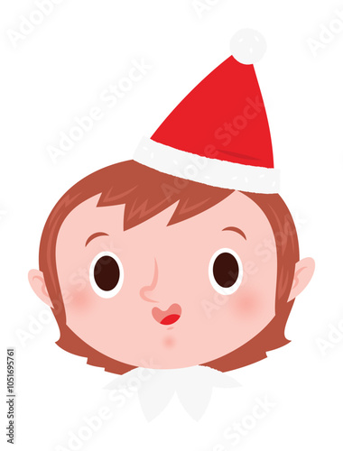 Christmas emoji - smiling elf girl.