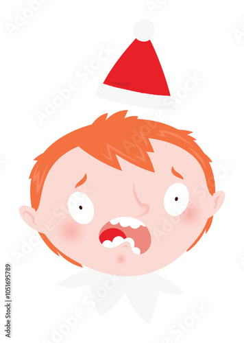 Christmas emoji - scared elf boy.