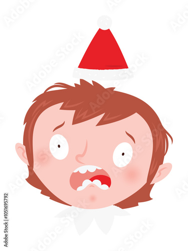 Christmas emoji - scared elf girl.