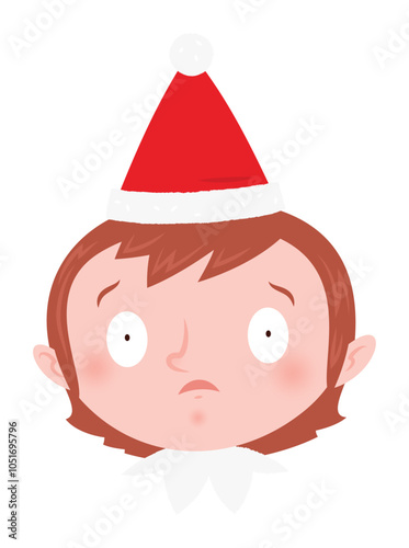 Christmas emoji - surprised elf girl.