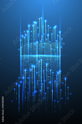 Big Data futuristic, technology light design. Vector datum digital background. Illustration innovation of data system. Hand drawn illustration.