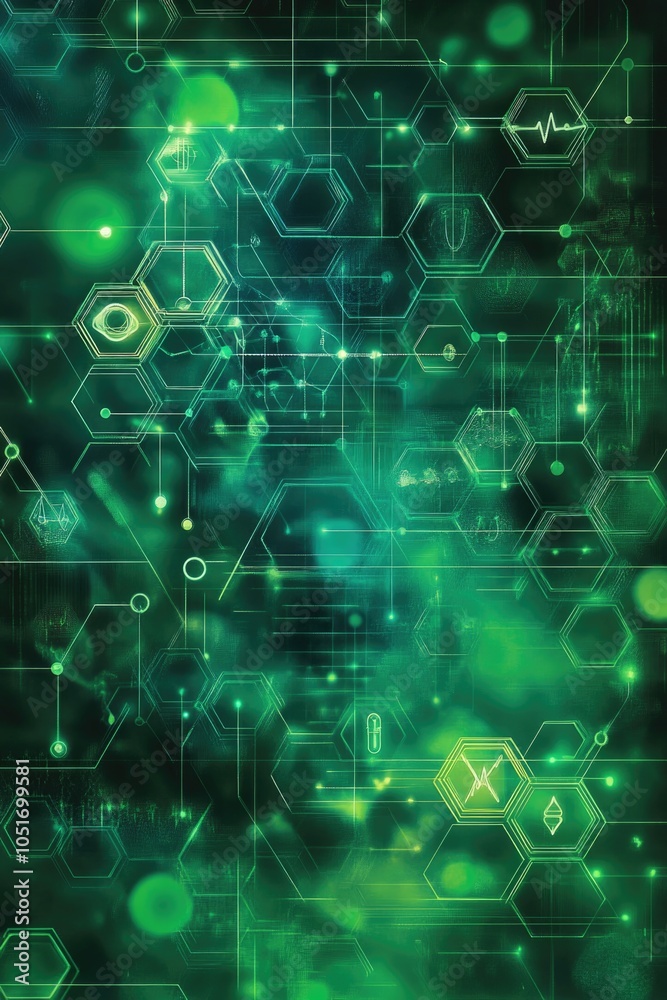 Obraz premium Green Hexagon Pattern