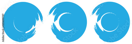 Brush painted circle. Hand drawn circle brush sketch set. Brush circular smears. 