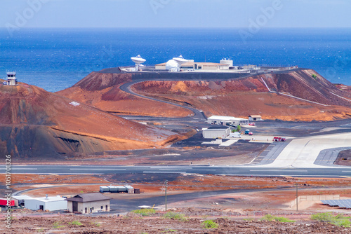 View of Wideawake Airfield on Ascension Island in the southern tropical Atlantic Ocean, South Atlantic Ocean photo