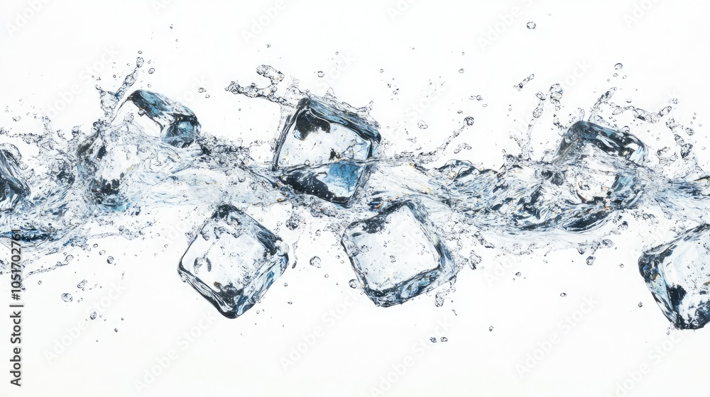 Dynamic Ice Cubes Splashing in Water Dynamic Ice Cubes Splashing in Water