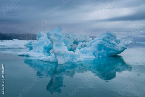 Floating icebergs in the Nuuk Icefjord, Western Greenland, Denmark, Polar Regions photo