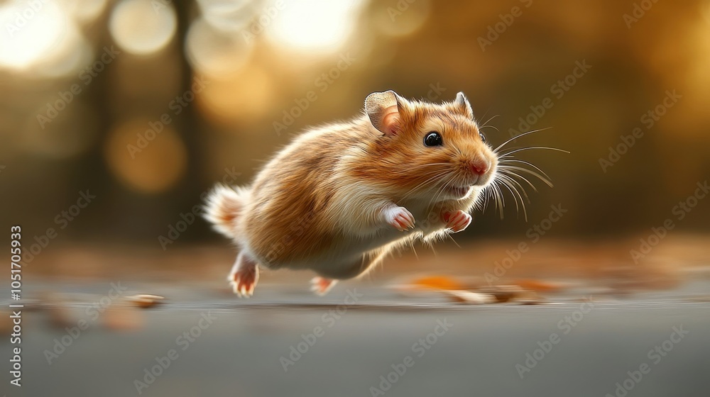 Cute hamster running energetically on a wheel, with its tiny paws in motion and a determined expression on its face. Cute hamster running energetically on a wheel, with its tiny paws in motion and a determined expression on its face.