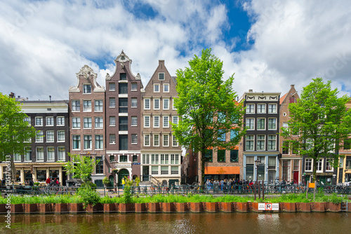 Houses by Oudezijds Voorburgwal canal, Amsterdam, The Netherlands, Europe photo