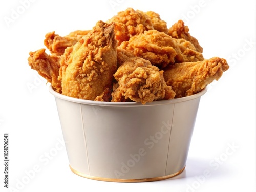 Delicious Fried Chicken in Paper Bucket Isolated on Transparent Background for Fast Food Promotions and Culinary Use