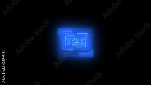 Neon keyboard undock icon glowing black background animation photo