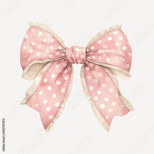 Pink polka dot ribbon bow