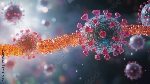 Diagrammatic representation of Hepatitis B virus lifecycle, illustrating infection and replication processes in host cells. photo