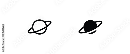 Saturn icon. Planet and ring illustration symbol. space line icons set, editable stroke isolated on white, linear vector outline illustration, symbol logo design style