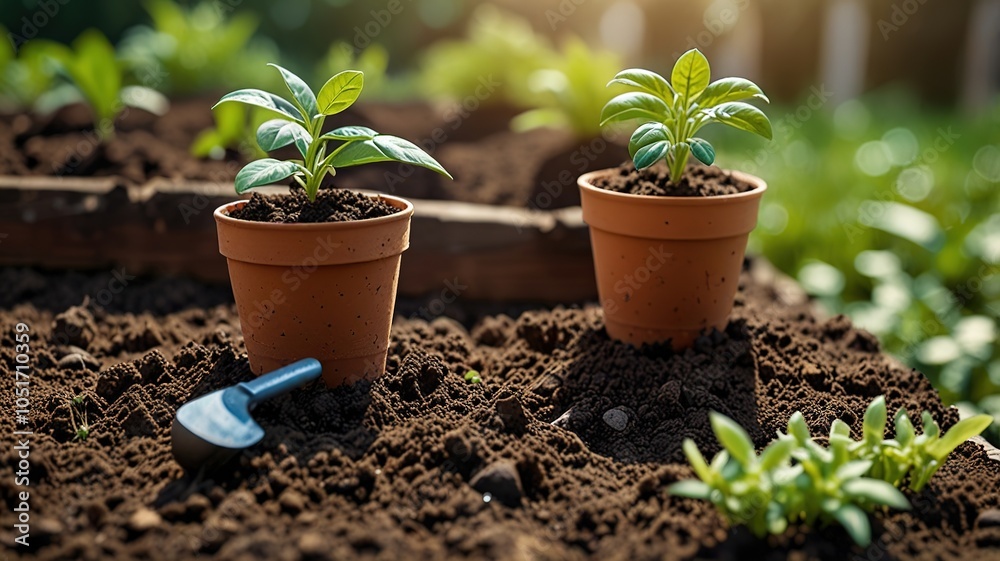 Concept of plants growing in the garden, eco concept Concept of plants growing in the garden, eco concept