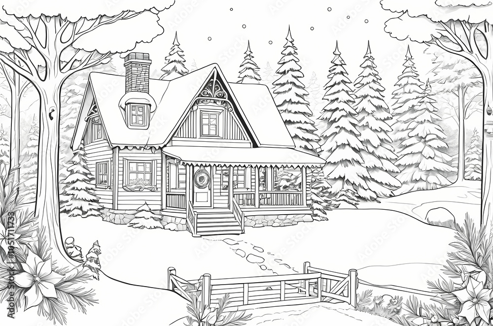 Obraz premium Winter Christmas Coloring Page