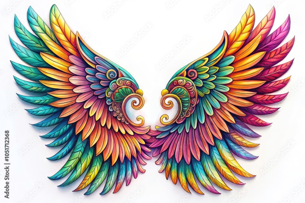 Hand-Drawn Bird Wings Tattoo Design Element for Illustrations, Creative Art, and Unique Decor, Isolated on White Background Perfect for Tattoo Artists and Nature Enthusiasts Hand-Drawn Bird Wings Tattoo Design Element for Illustrations, Creative Art, and Unique Decor, Isolated on White Background Perfect for Tattoo Artists and Nature Enthusiasts
