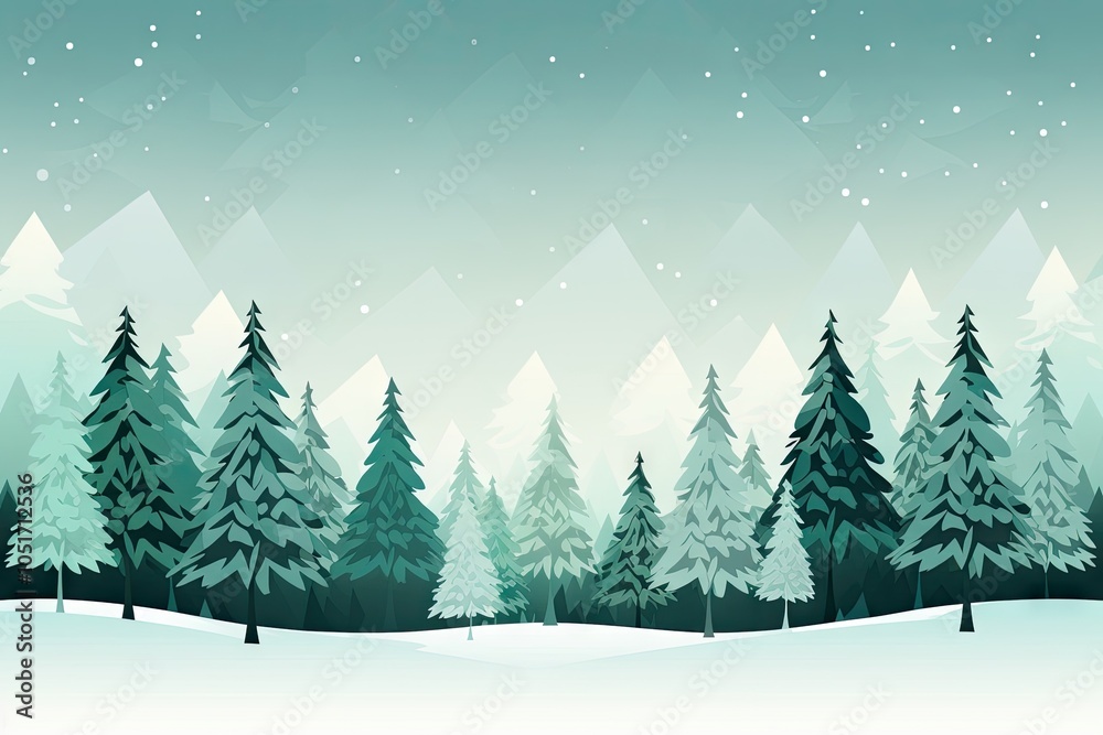 Obraz premium Christmas green tree snow.